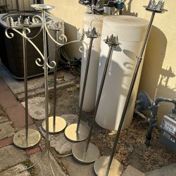 6 Silver Wedding Party Candle Holder Stands Commercial 