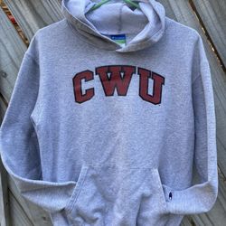 Champion CWU Gray Hoodie Size 14-16 Central Washington University 