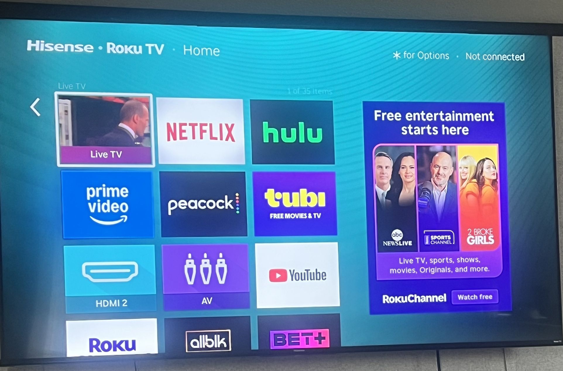 65” Hisense Roku TV