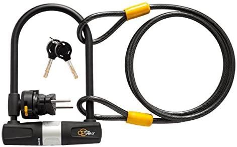 Bike U Lock with Cable- Via Velo Bike Lock Heavy-duty  Bicycle U Lock 