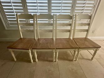 Set of 4 Farmhouse Dining Chairs – Solid Wood –
