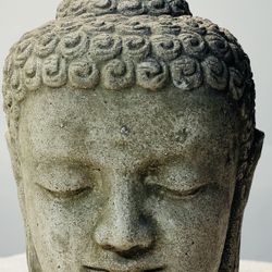 Concrete Buddha Head Statue Figurine Gray Zen 