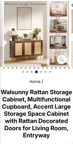 Rattan storage cabinet
