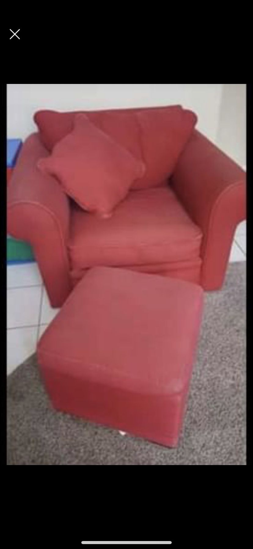 Red Sofa And Foot Rest 