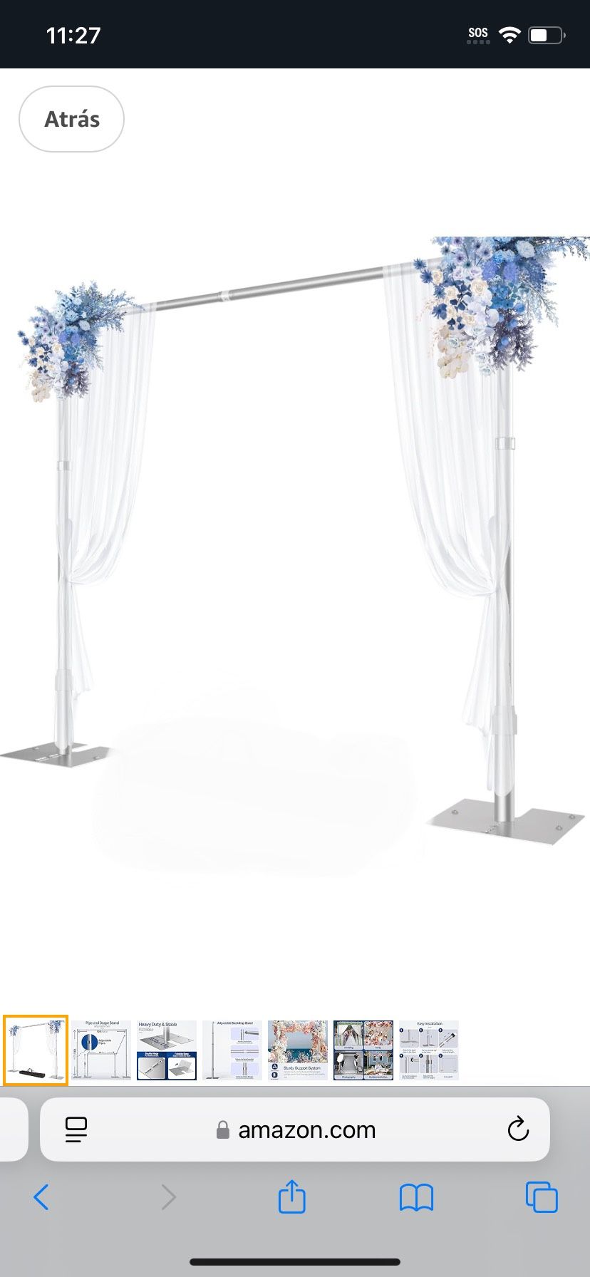 Pipe and Drape Backdrop Stand, 10x10ft Heavy Duty Adjustable Backdrop Frame with Metal Base, Background Holder for Parties Photography Wedding Photosh