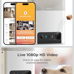 Petcube Bites 2 Lite Interactive WiFi Pet Monitoring Camera with Phone App and Treat Dispenser, 1080p HD Video, Night Vision, Two-Way Audio, Sound and
