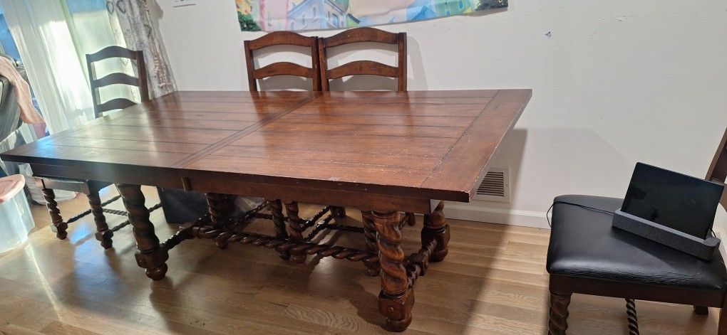 $375...Table With 8 Chairs Solid Wood, 