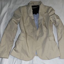 Zara Blazer Jacket Tan Women XS X-Small Missing Button A027