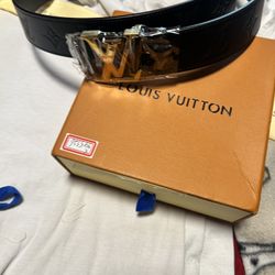 Louis Vuitton, Belt, Black With Gold, Size 36 