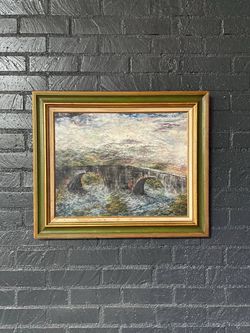 Vintage Landscape Painting of Sligachan Bridge, Scotland – Signed D.S. Duncan, 1971 - Delivery Available