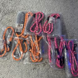 Dog Leash Heavy Duty  Reflective 18 - 120 lbs Pink or Orange 4’ 11”