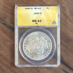 1889 Morgan Dollar MS 63, PL