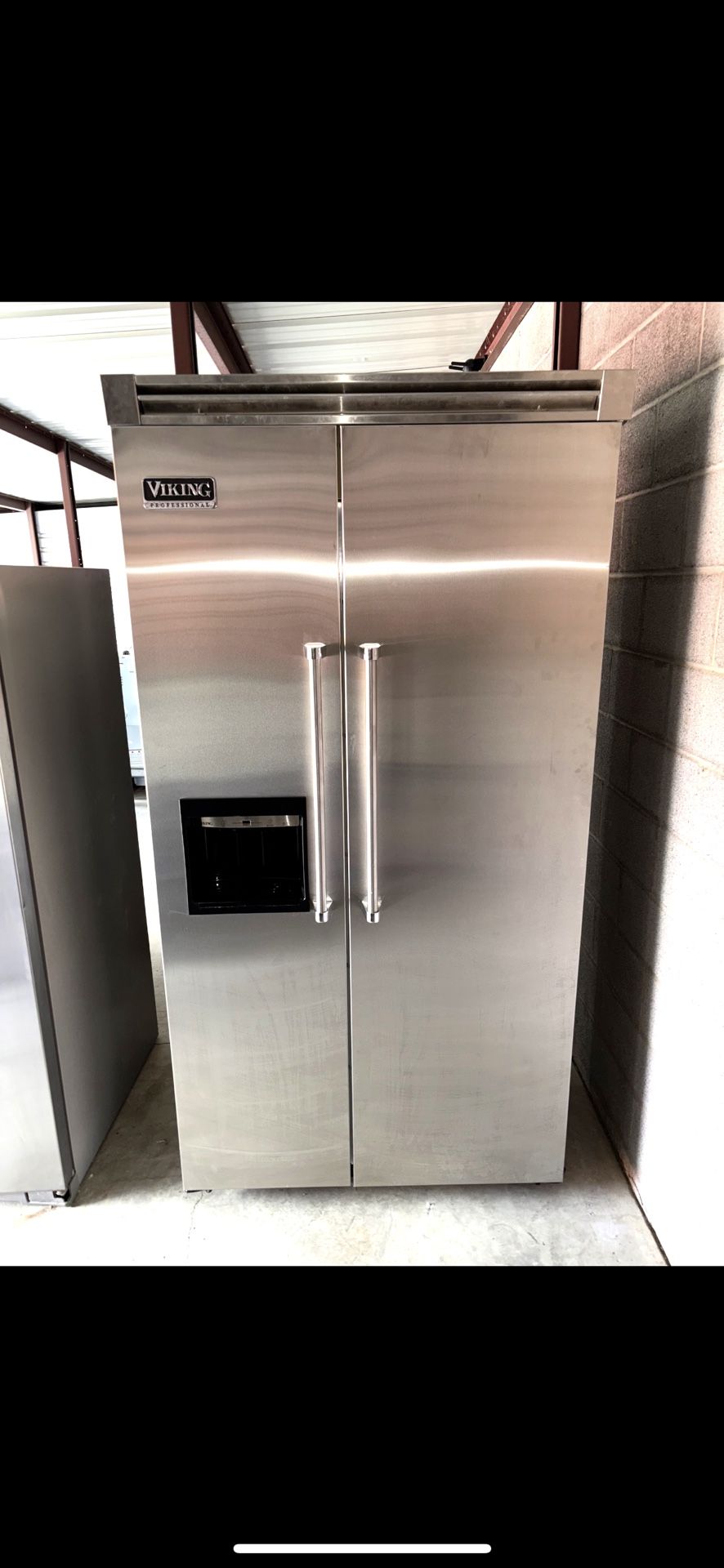 Stainless Steel Viking 42 Inch Wide Refrigerator And Freezer