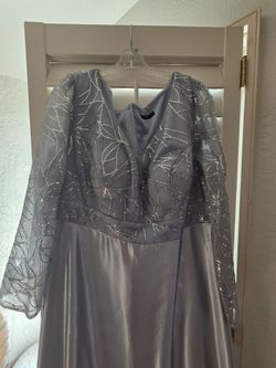 SHEIN Plus Size Silver Sequin & Satin Formal Gown - Size 4XL
