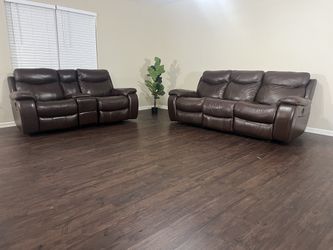 Havertys Wrangler Top Grain Leather Reclining Set (Free Delivery!)