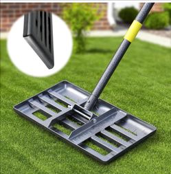 Lawn Leveling Rake: Anti Flipping 17" x 10" Stainless Steel Lawn Ground Leveler for Soil, Heavy Duty Grass Top Soil Dressing Leveling Rake, Home Lawn,