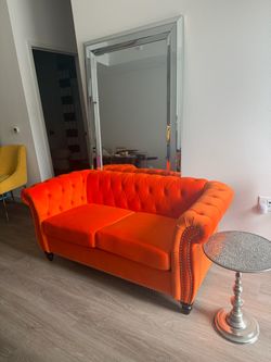 Bright Orange Loveseat