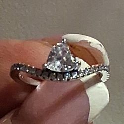 PANDORA TIMELESS AUTHENTIC BRAND NEW SPARKLING STERLING SILVER CLEAR CZ WAVY PAVE HEART RING SIZE 7