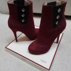 Michael Antonio Burgundy Suede Ankle Boots 