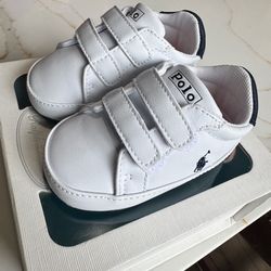 New Ralph Lauren White/Navy Baby Shoes