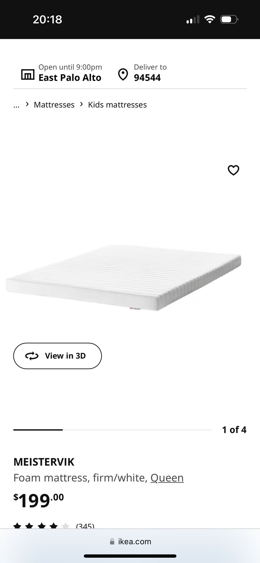 IKEA MEISTERVIK Foam mattress, firm/white, Queen *Must go *Movingout sale *Cash Only