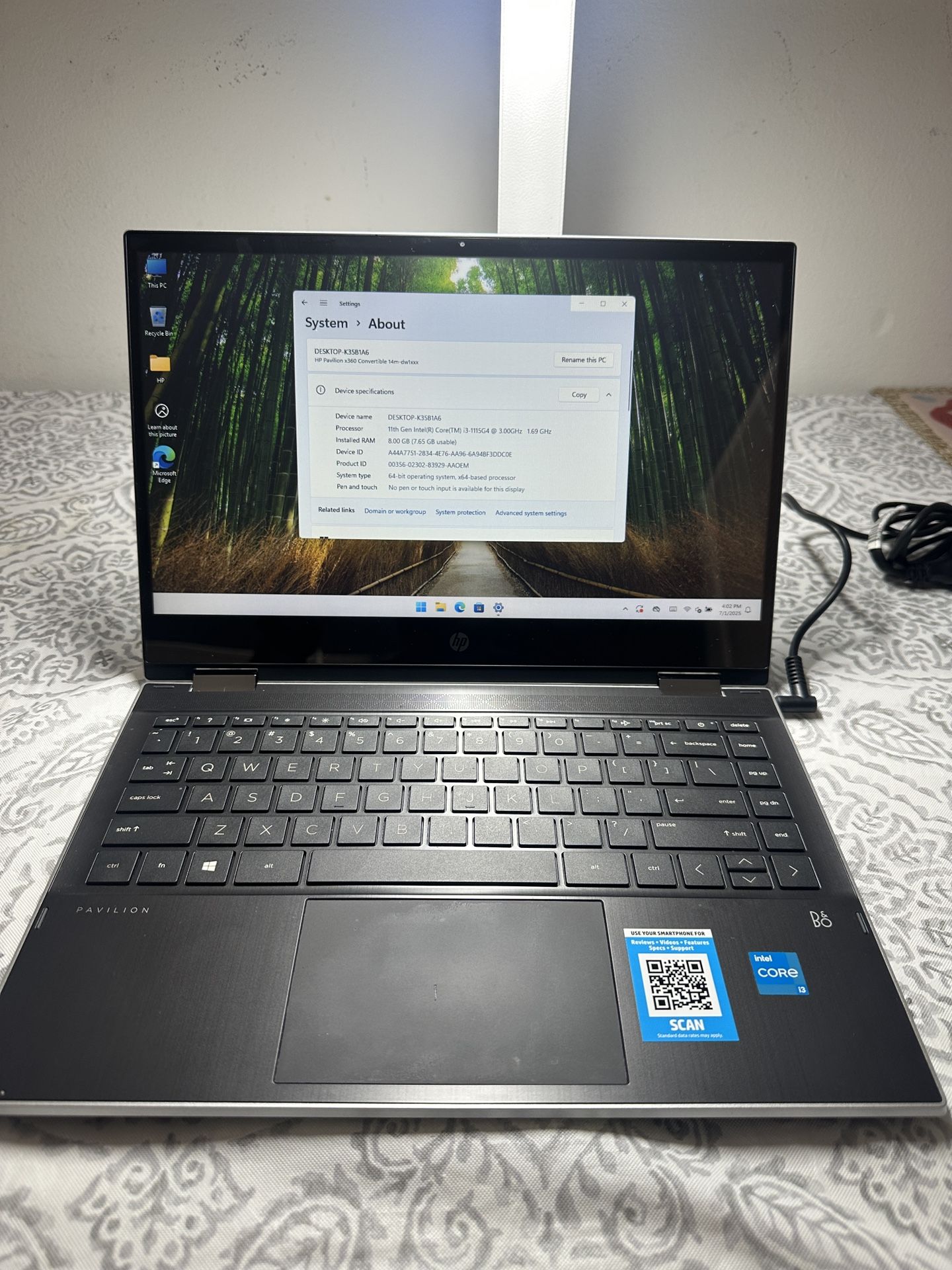 Hp x360 Convertible Laptop 14” 11th Gen I3 8gb 256gb