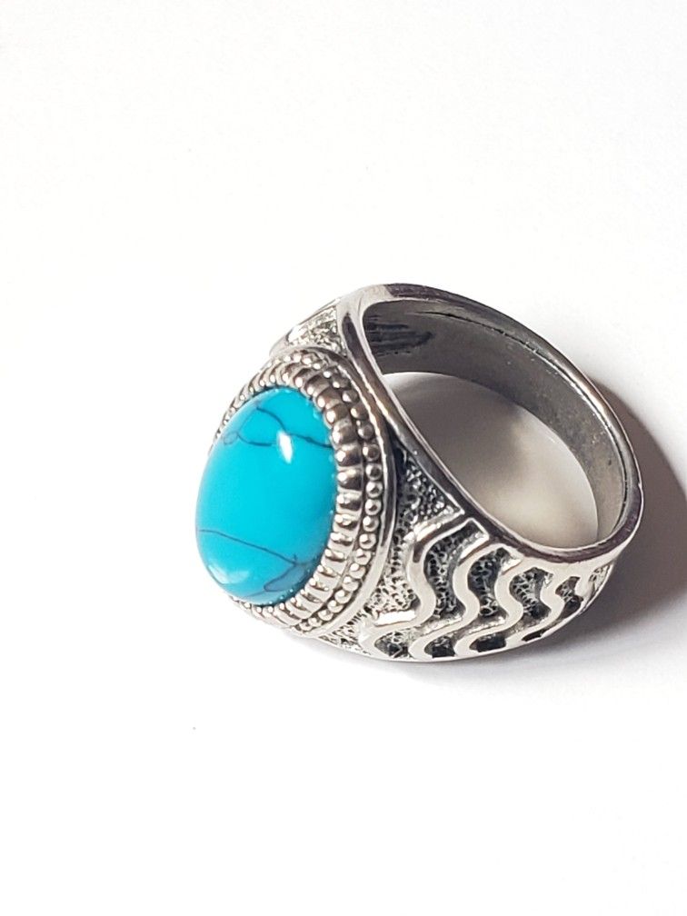 Antique Silver Stone Vintage Jewelry Ring For Men and Women Size 8 Used like new