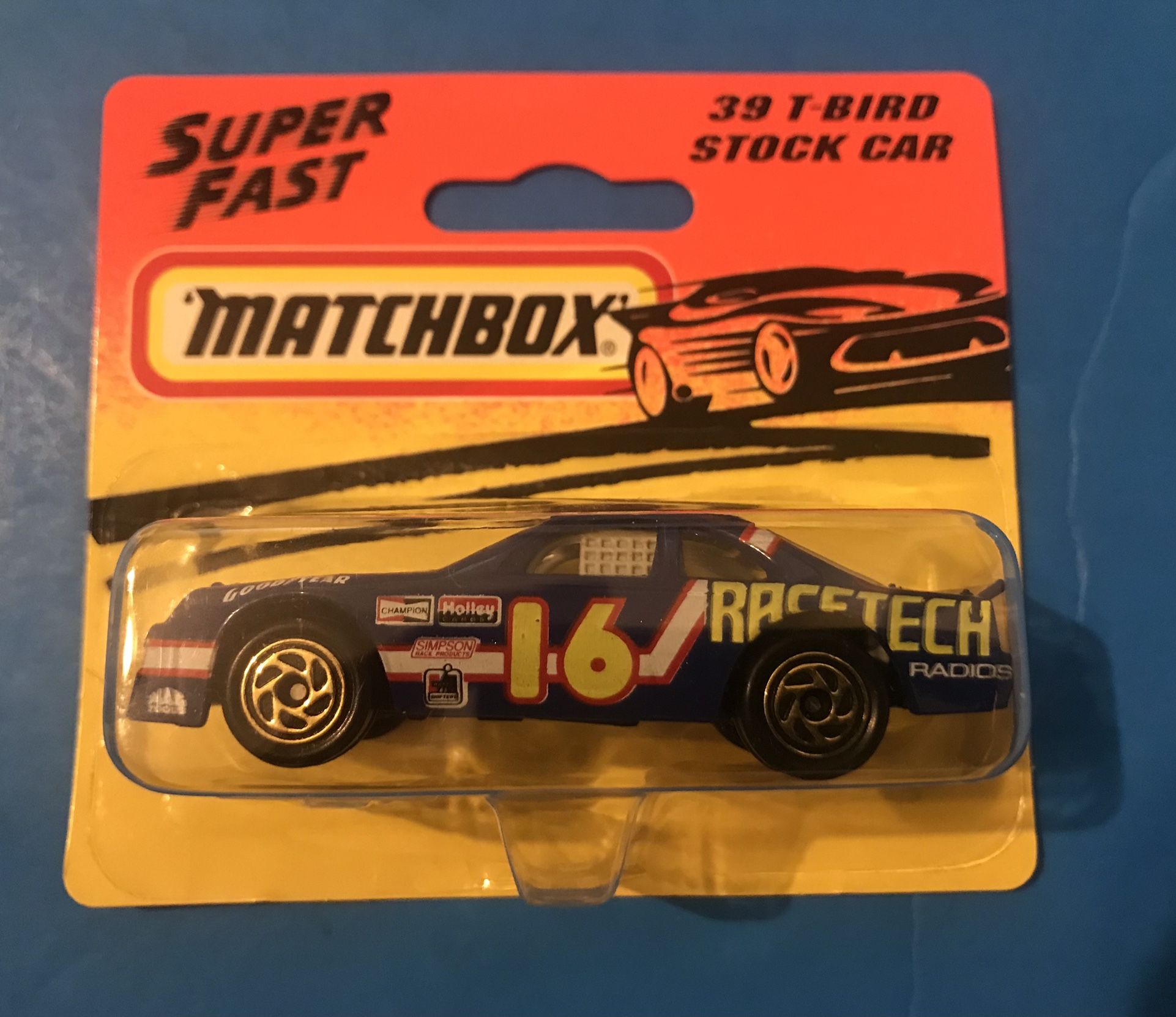 New In Box Vintage Matchbox Superfast T-Bird Stock Car ‘Racetech Radios’ #39