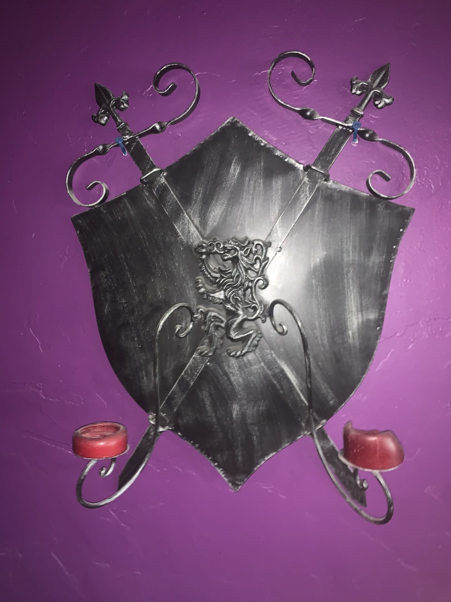 Mid evil shield decor/ candle holder