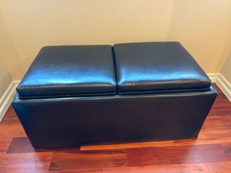3-Piece Black Storage Ottoman Set - Bench + 2 Cubes