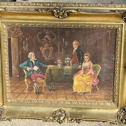 Antique Painting And Frame Signed