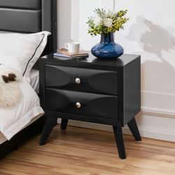 Modern Vintage 2-Drawer Nightstand End Table for Living Room