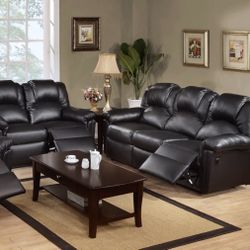 Black Recliner Sofa And Loveseat Set Brand New