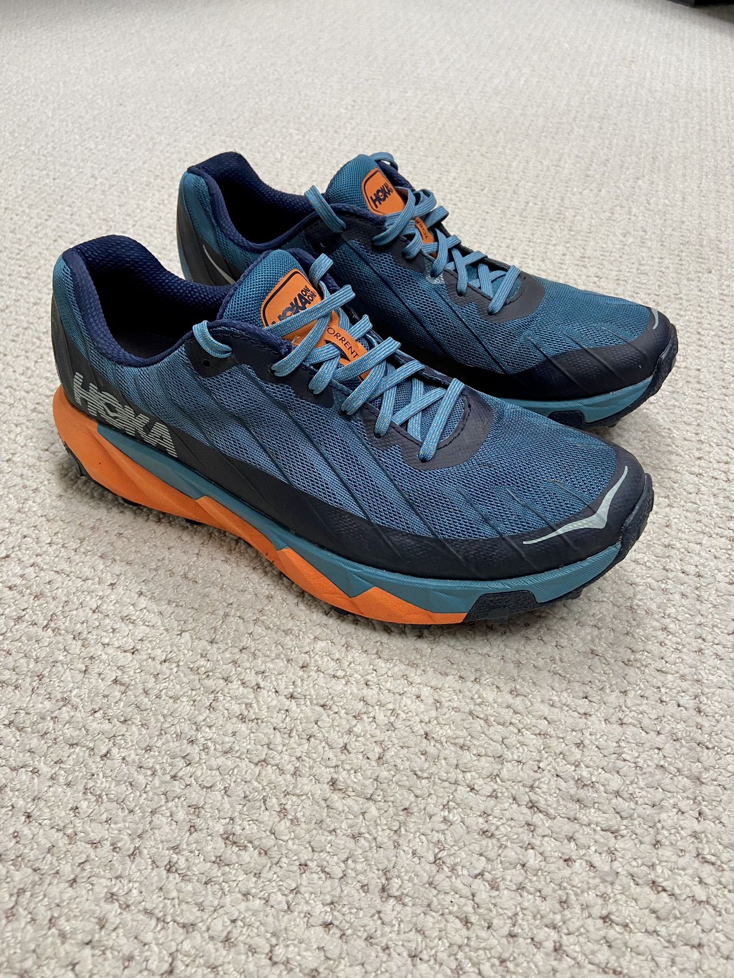 HOKA ONE ONE Mens Torrent Trail-Running Shoes Storm Blue/black iris size: 10.5 LIKE NEW