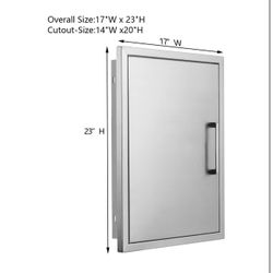 New in the box BBQ Access Door Stainless Steel, Overall-Size:17" W 23" H Single Door Reversible Open Left or Right, Flush Mount for Outdoor Kitche D45