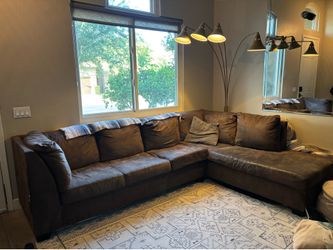 Large Brown Sectional Sofa w/ Chaise – Comfortable – $250 OBO
