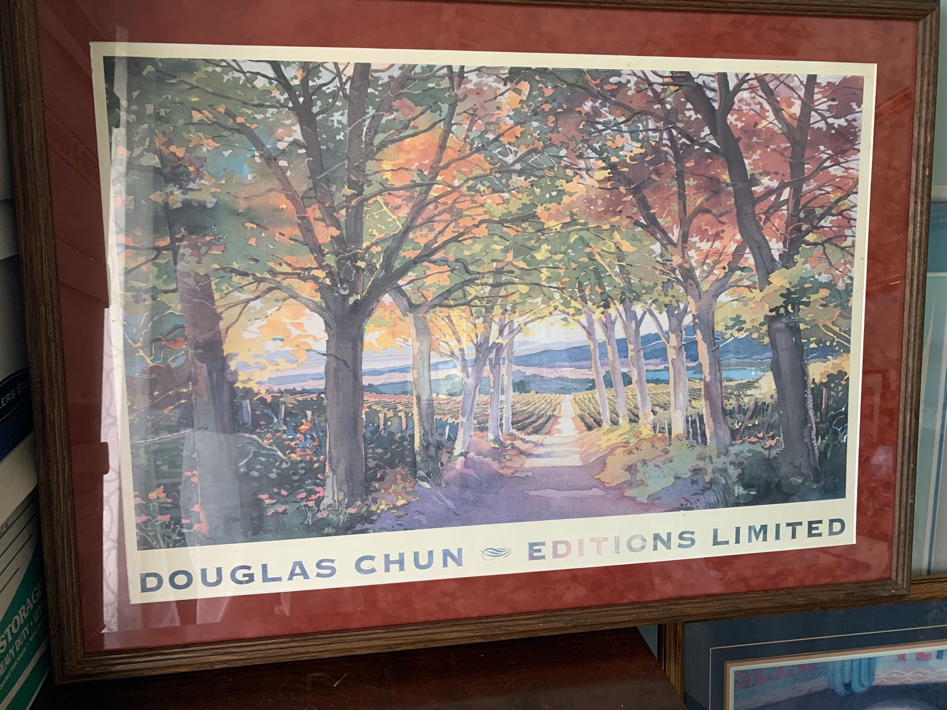 Framed Douglas Chun “Autumn Path” Print.