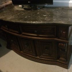 buffet cabinet With Drawers  And Doors Under storage W/ Granite Top