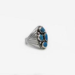 Native American Navajo Turquoise Nugget Cluster Ring