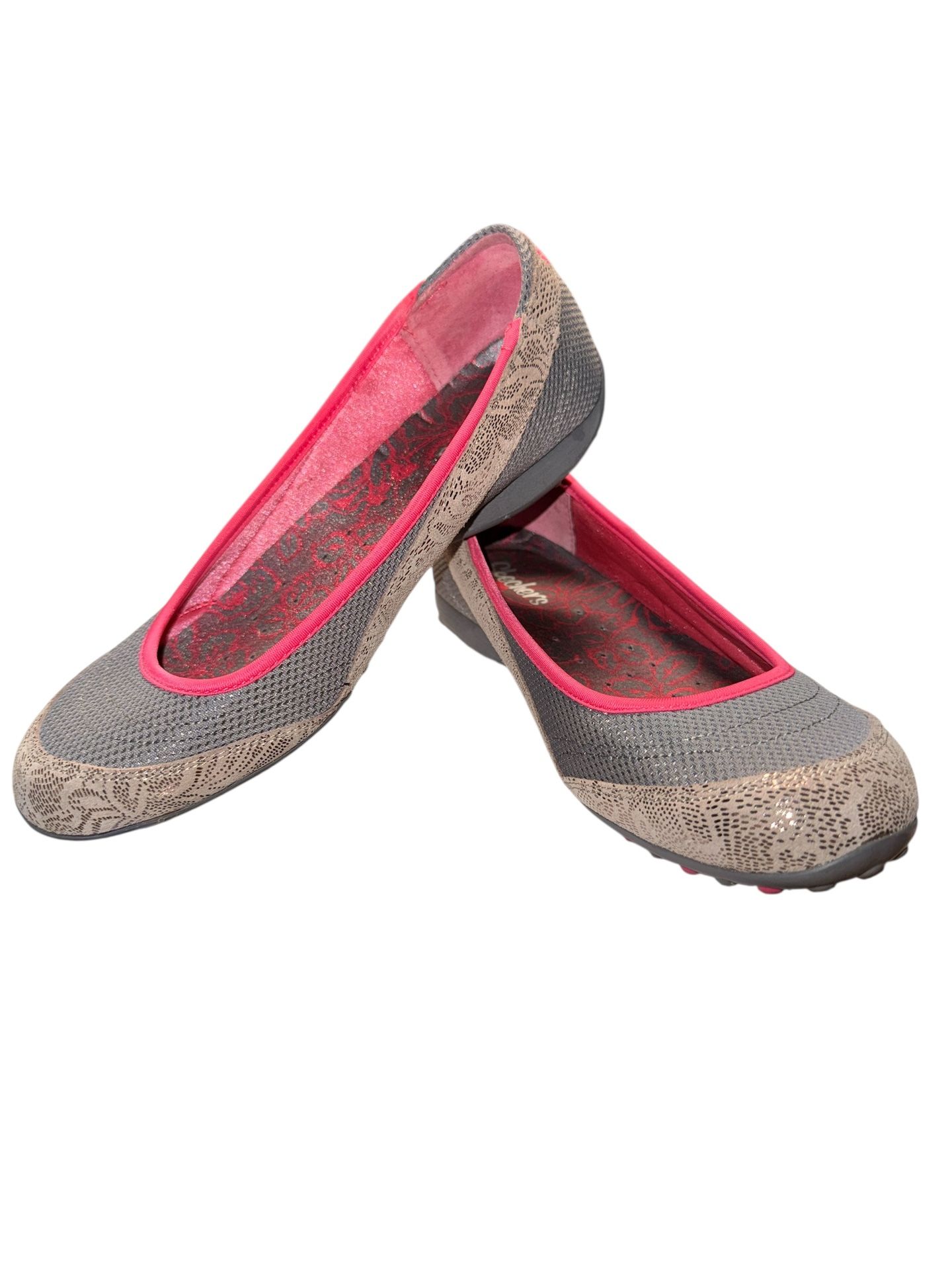 SKECHERS Ladies Size 7.5 EZ Flex Slip On Ballet Flats Pink Shoes 21963