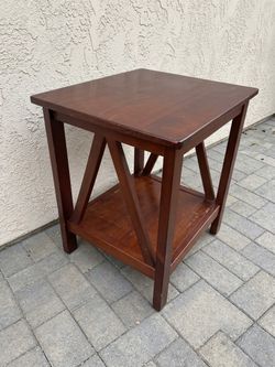 Wood End Table with Bottom Shelf