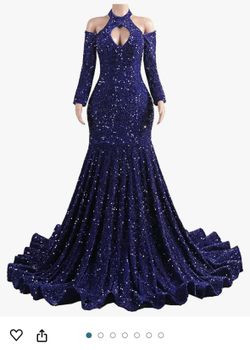 Mermaid Trumpet Evening Gown Long Sleeve V Neck Sequins Elegant Dress Engagement Court Train