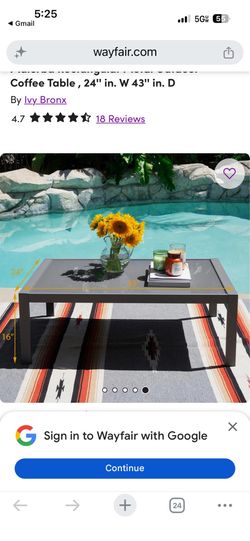 Outdoor coffee table- glass  + metal