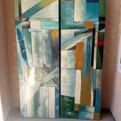 Two Obstract Art Painting Made With Safe Paint 20" Wide x 5' Tall 