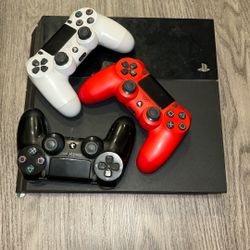 PS4 Console With 3 Controllers No Cord, Works Fine 