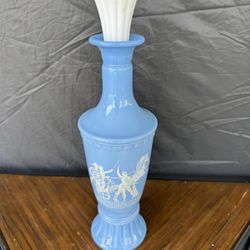 JIM BEAM, Greek Chariot, MILK GLASS, Blue/White, DECANTER, 1960, Vintage 