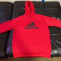 Red drawstring adidas hoodie 