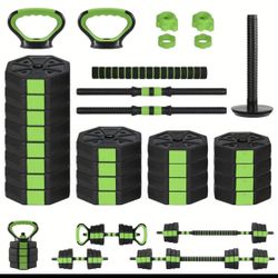 90 pound Octagonal Multifunctional Adjustable Dumbbell, Kettlebell, Barbell Three In One Set Without Black Or Green, Weighing Exercises All Muscles Of