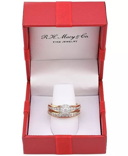 Gold Diamond Engagement And Wedding  Ring- New (from Macys)