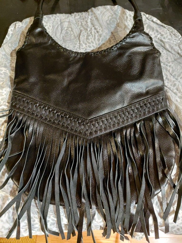 Liberte Brand New/ Never Used Black Real Leather Tassle Purse